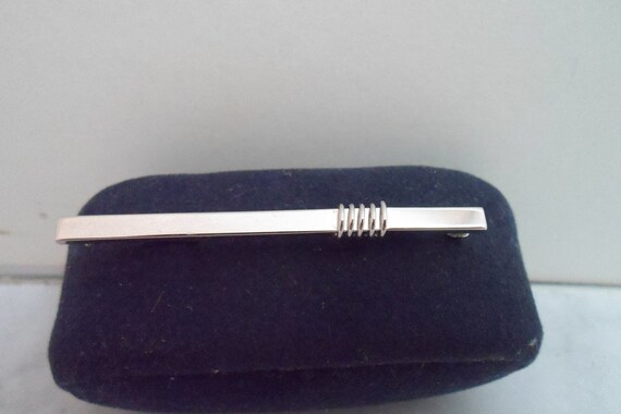 Vintage Mid Century Bar Pin Silver Tone Mod Design Cool