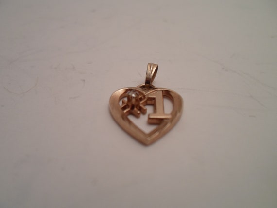 Vintage Gold Filled Heart Charm Pendant # 1 has small Diamond Chip for the Special Person