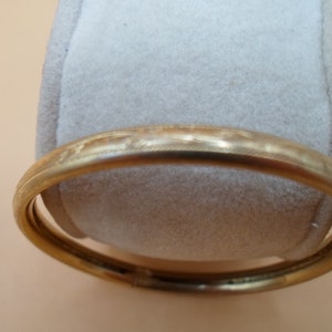Vintage Antique Baby Child Engraved Victorian Bangle Bracelet Light Goldplate 2&quot; Diameter Very Good no safety
