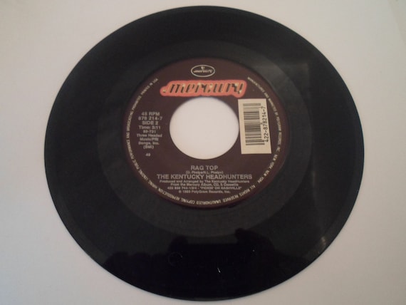 Vintage 45rpm vinyl record Rock and Roll Angel / Rag Top Kentucky Headhunters 1990's Mercury records