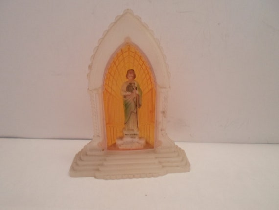 Vintage Miniature Mid Century Small Art Deco Design Shrine of Saint Jude Catholic Icon Spiritual Patron Cancer Saint Catholic