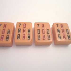 Antique 4 Mahjong Butterscotch Matching Bakelite Game Tiles for Jewelry Making or Collection Bamboo pattern all #7