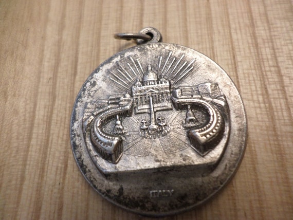 1"Catholic medal silver tone Pope charm Joannes P… - image 3