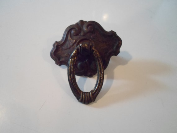 Vintage Antique Brass Dropped Drawer Pull 1930's Era