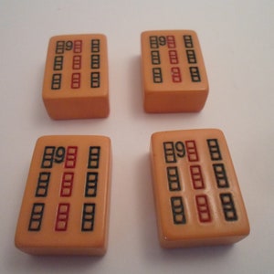 Antique 4 Mahjong Butterscotch Matching Bakelite Game Tiles for Jewelry Making or Collection Bamboo pattern all #9