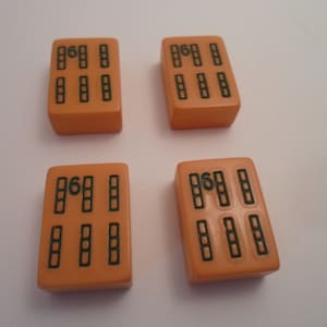 Antique 4 Mahjong Butterscotch Matching Bakelite Game Tiles for Jewelry Making or Collection Bamboo pattern all #6