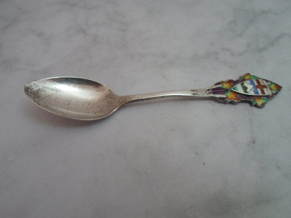Vintage Sterling Silver Spoon Demi Souvenir Enamel Calgary
