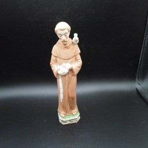 Vintage Statue of Saint Francis with Doves Bisque 8&quot; Patron of Animals