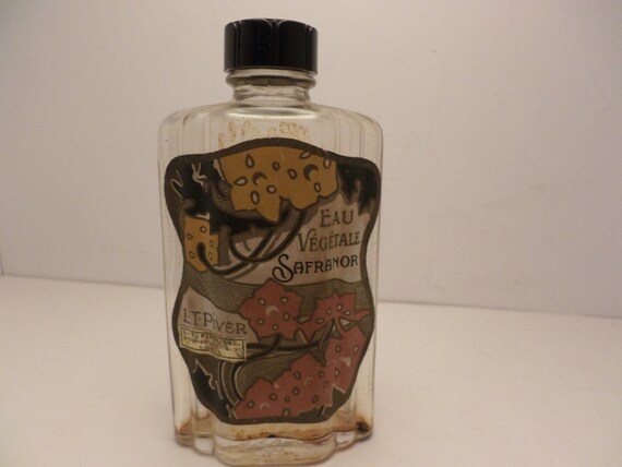 Antique early Art Deco L T Piver NY Eau Safranor 4 ounce bottle perfume