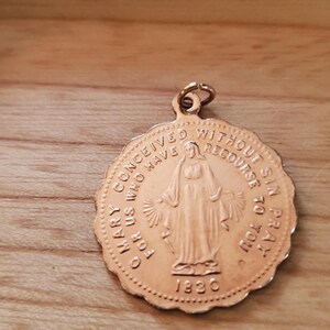 Vintage Miraculous Medal Mary Conceived Without Sin Pray for Us Beautiful