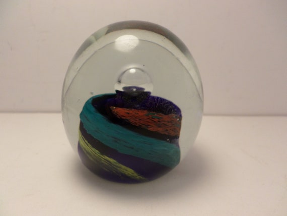 Spiral color paperweight artglass vintage 70's