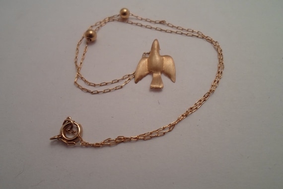Vintage Delicate Goldtone Soaring Upward Swallow Bird Pendant and Chain Spiritual Encouragement Stunning