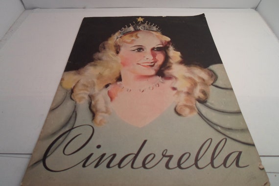 Art Deco Original 1935 Cinderella Large Paperback Book Whitman Publishing co. Stunning Deco Bennett Illustrations 13" x9"
