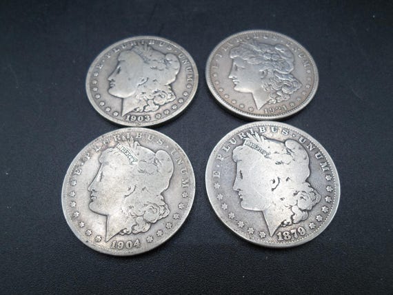 Antique Peace Silver Dollar Set: 1921S, 1904S, 1903S, 1879 - 90% Silver