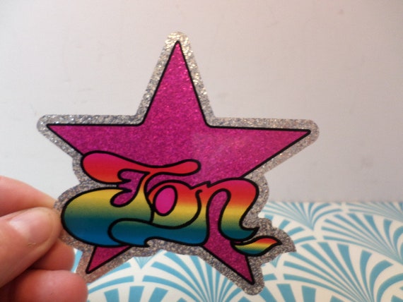 Vintage mid 90's era skater girl skate shop sticker TON massive glitter star