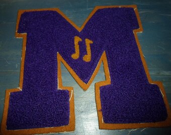 Vintage Letterman's Jacket School Patch M with Musical Notes College High School Cheerleader