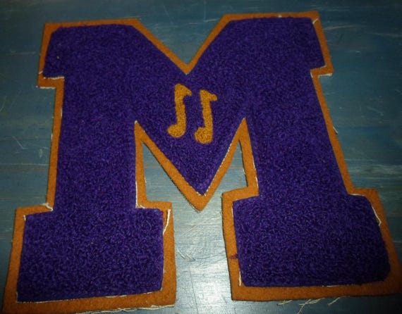 Vintage Letterman's Jacket School Patch M with Musical Notes College High School Cheerleader