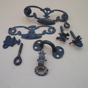 Antique Lot of Victorian Hardware Drawer pulls Cabinet pull Misc Parts
