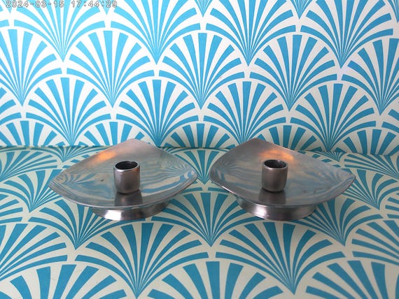 Vintage Stelton Denmark Mid-Century Modern skinny candle holders MOD style Modernist