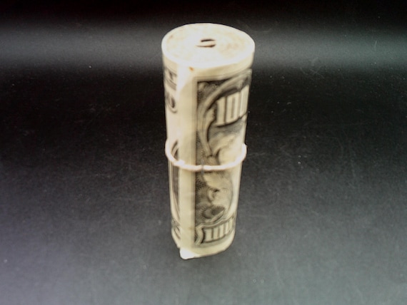 Vintage Roll of 100 Dollar Bills Oversized Phony Money Funny Money 4"long 1.50"diameter Great Color