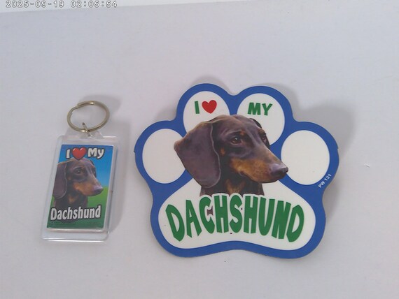 Dachshund I love my dog Keychain and car magnet set pet shop close out weenie dog