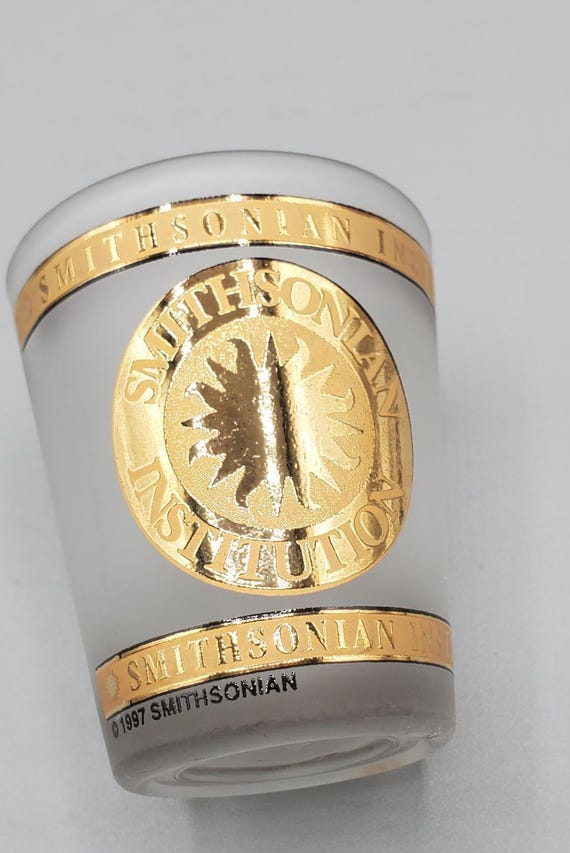 Vintage Smithsonian Institute Shot Glass Washington DC and NYC Gold Leaf Design