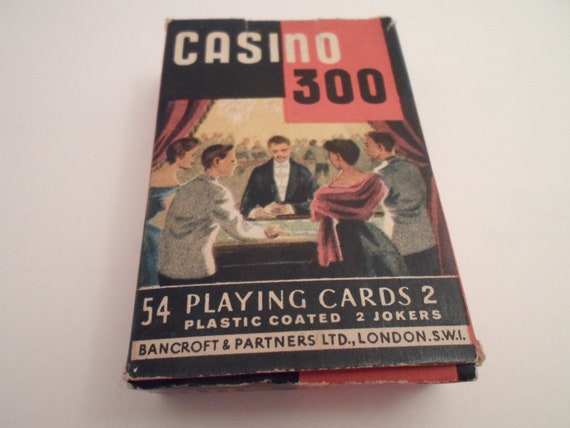 Art Deco Casino 300 playing Cards Bancroft and Partners Ltd. London Complete 54 cards with Instructions Nice Artist Sketch on front