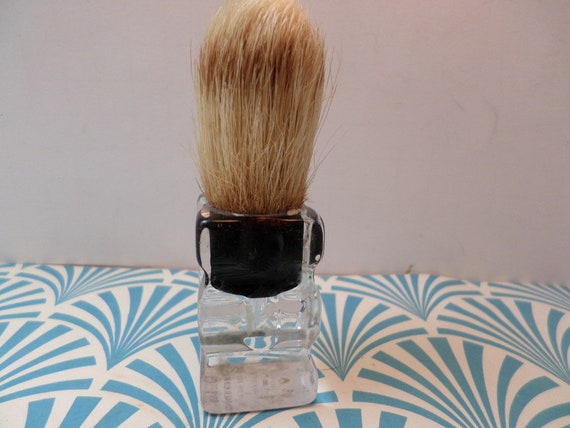 Vintage deco shaving brush Made Rite Badger cased 303 set in rubber USA