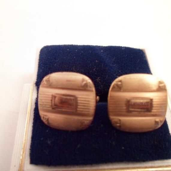Vintage Antique Art Deco Swank Gold Filled marked Cufflinks Impressive Style Small .45"square For the Executive in your Life