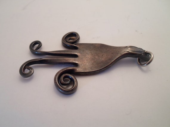 Mid Century Jewelry Art Fork Pendant Charm Adorab… - image 6