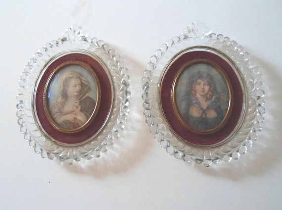 Vintage French Victorian Prints, Raised Relief Glass Frames. Keep this oriented or add your own.