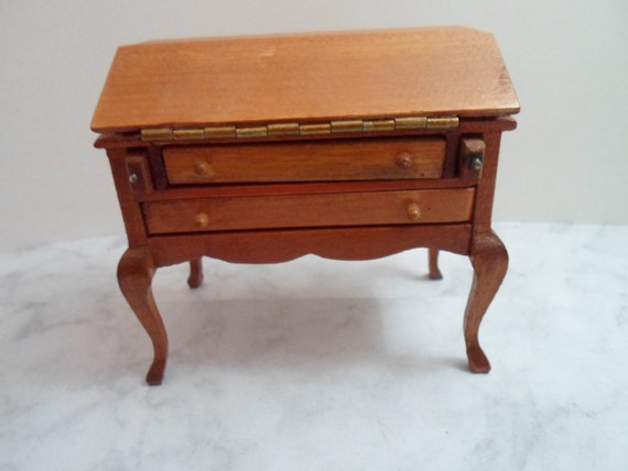 Vintage Doll House Desk Chippendale Slant Drop Front Very Detailed Wood