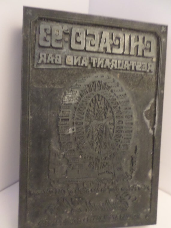 Chicago '93 printers block 3" by 5" Contintential Royal restaurant & Bar on Michigan at Delaware