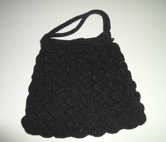 Vintage 40's Hand Crocheted Small Purse Adorable Design Casual or Evening