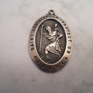 Vintage St Christopher Sterling Silver Medal Christ on his Shoulder Protection