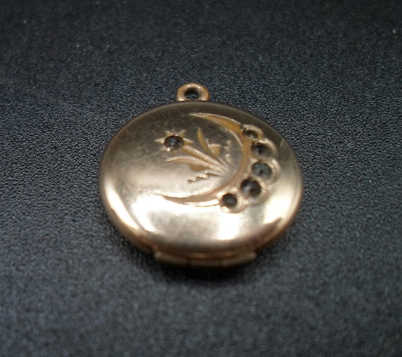 Antique RBM ATRICE Locket Dated 1874 Engraved with Stones Gilded Age