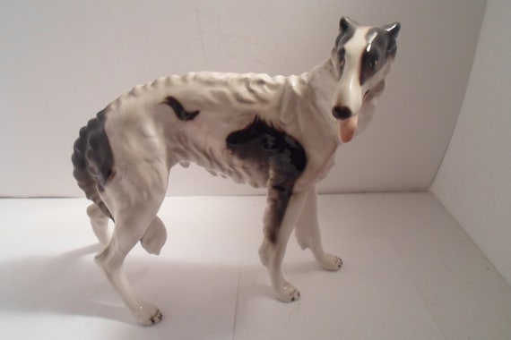 Vintage Art Deco Large Greyhound / Russian Wolf Hound Dog Figure German Man's Best Friend Racing Speed 8"