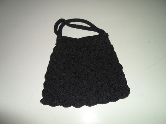 Vintage Hand Crocheted Small Purse Adorable Design Casual or Evening 1940's Era
