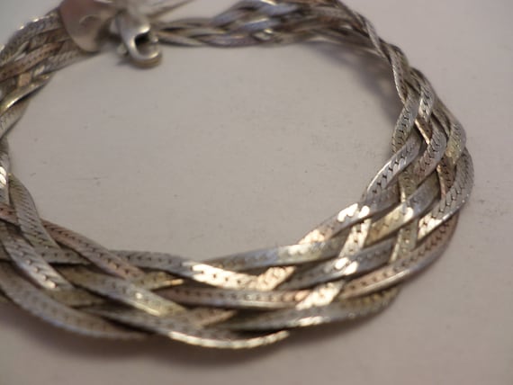 Vintage sterling silver 80' 6 rope braided bracelet 925 Italy FAS