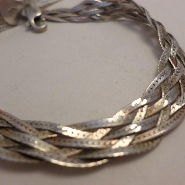 Vintage sterling silver 80' 6 rope braided bracelet 925 Italy FAS