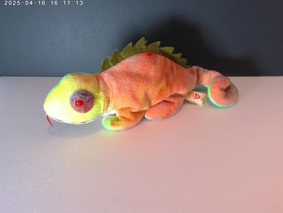 Iggy Iguana bean bag TY  1997 red eyes peach tie dye classic 90's collectable