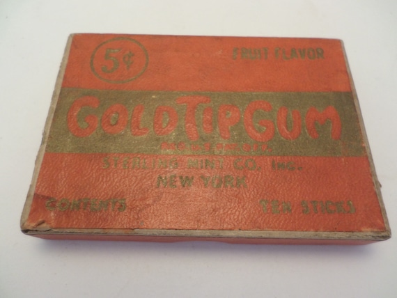 Vintage Gold Tip Gum box orange fruit flavor Deco