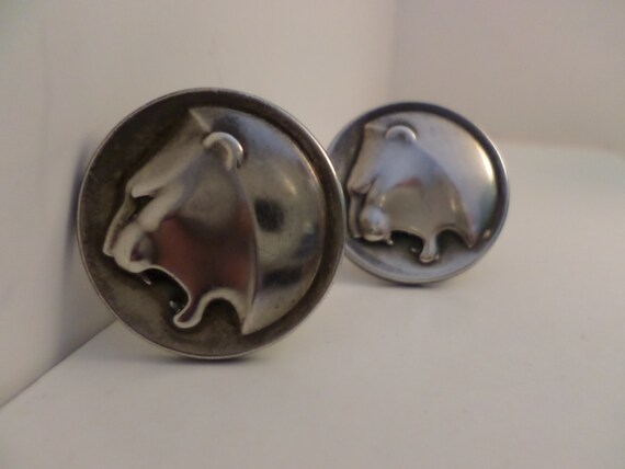 Vintage Deco Lion heads Georg Jensen Sterling Silver cufflinks