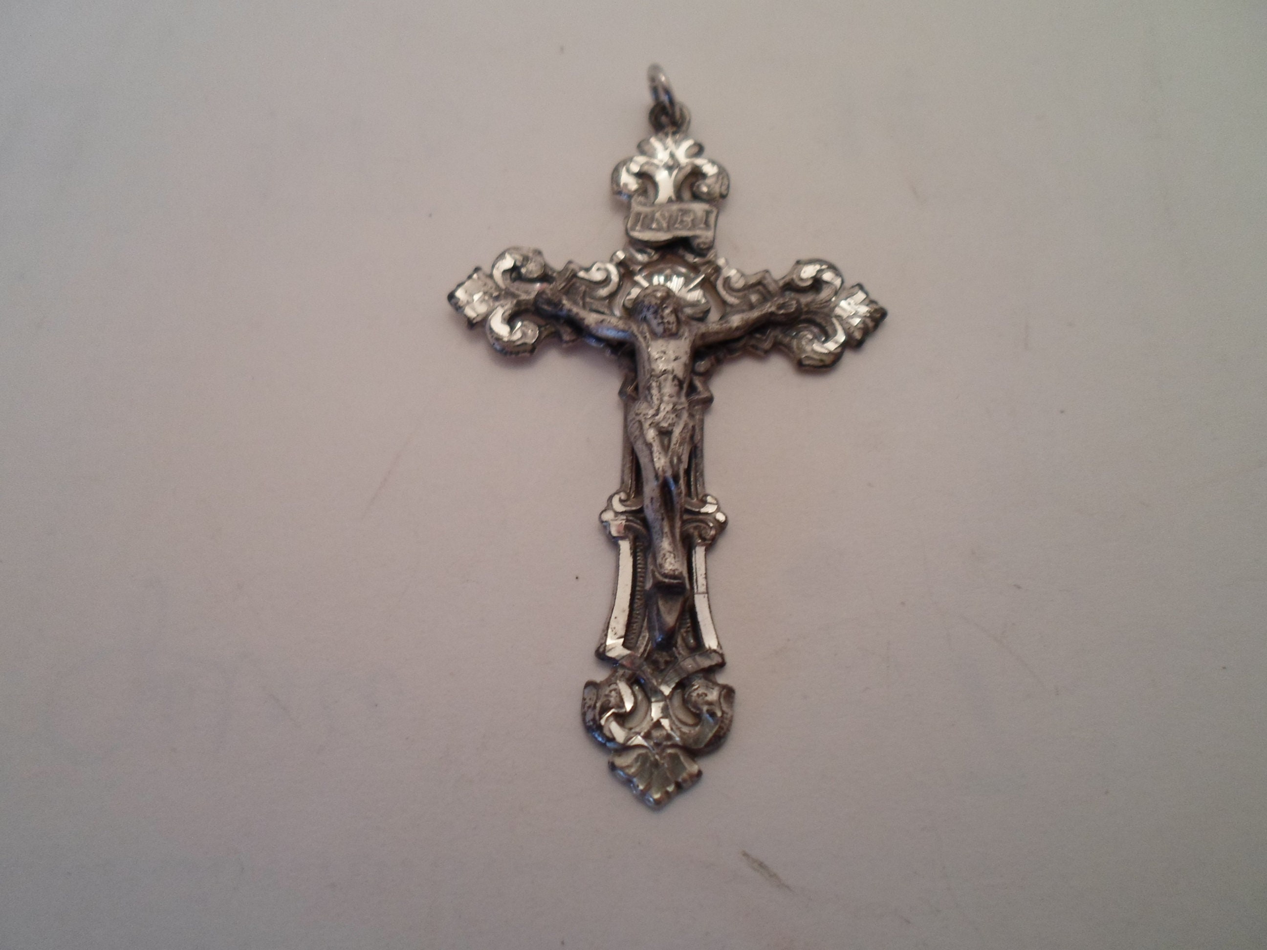 Vintage Sterling Silver Cross Crucifix Pendant Extreme Detail Spiritual ...