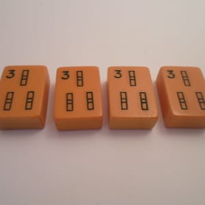 Antique 4 Mahjong Butterscotch Matching Bakelite Game Tiles for Jewelry Making or Collection Bamboo pattern all #3