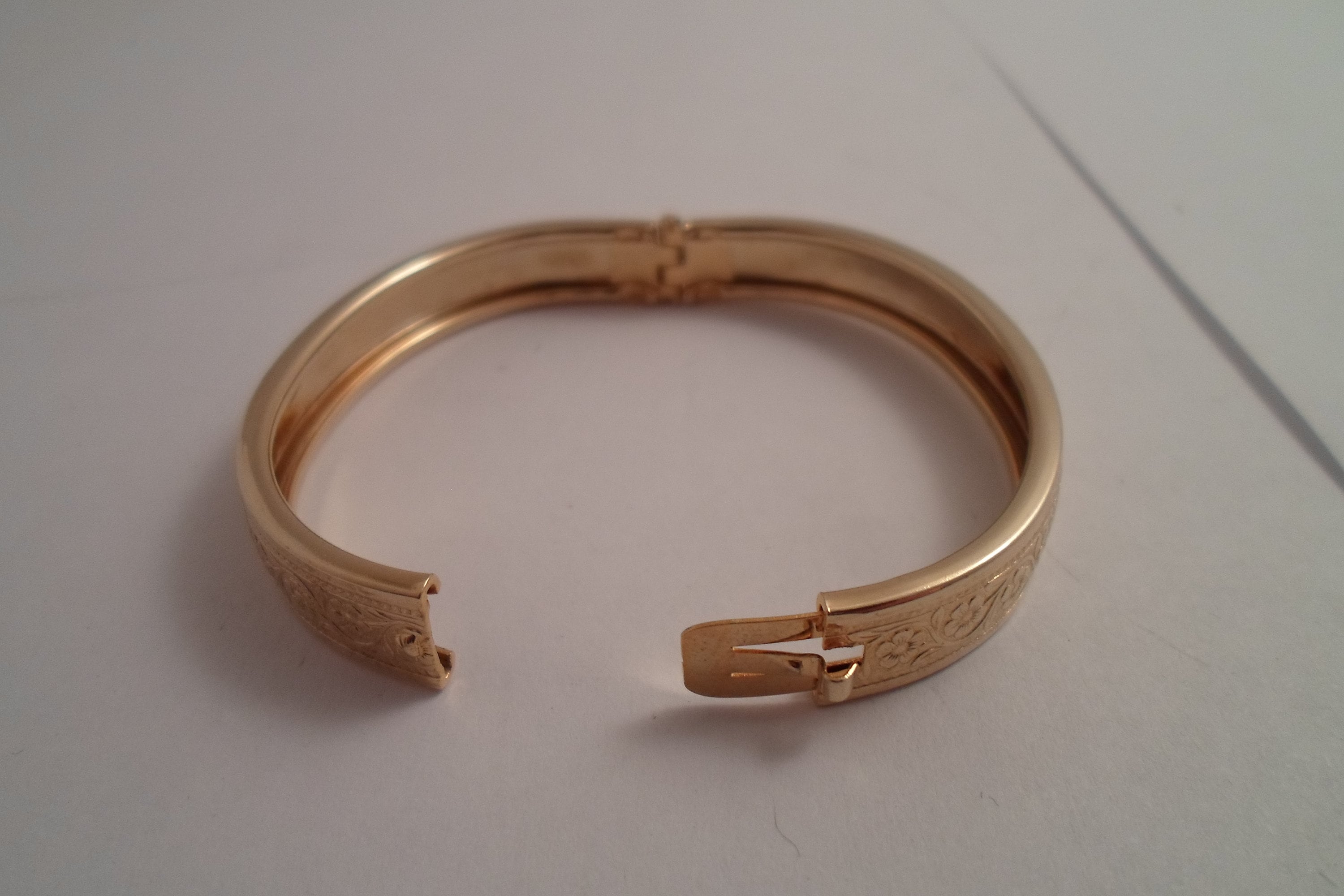 Vintage 1960's Engraved Child Gold Wash Bangle Bracelet Mid Century Era ...