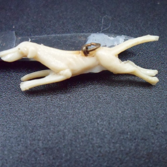 Vintage Celluloid Dog Charm 1930's Mini 1.25" Unusual Running Adorable Japan