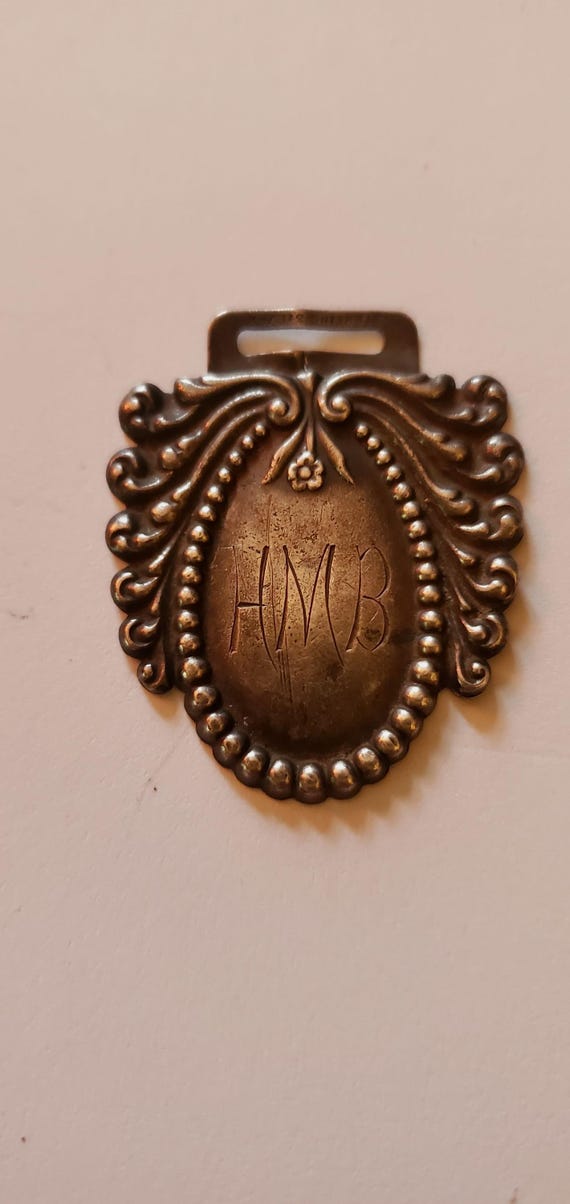 Sterling Silver Luggage Tag Art Nouveau Antique Vintage Tag Pendant Rare