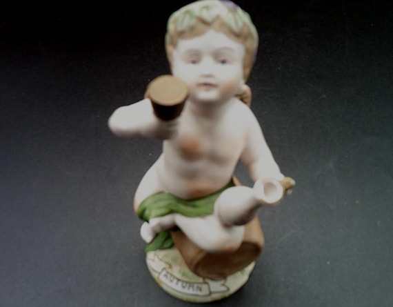 Vintage ARDALT Autum Bisque Ceramic Figure Drinking Wine