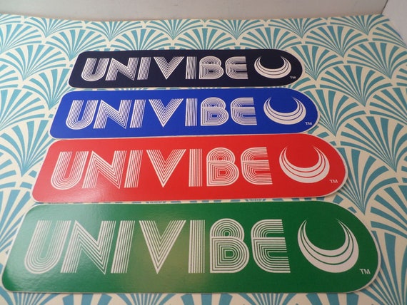 Vintage 90's vinyl sticker set 4 pc 2" by 8" UNIVIBE ruban fashion skate trend